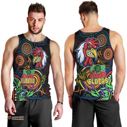 Roosters Rugby Aboriginal Art Men Tank Top NAIDOC Indigenous Tribal