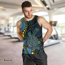 Aboriginal Turtle Men Tank Top Blue Style