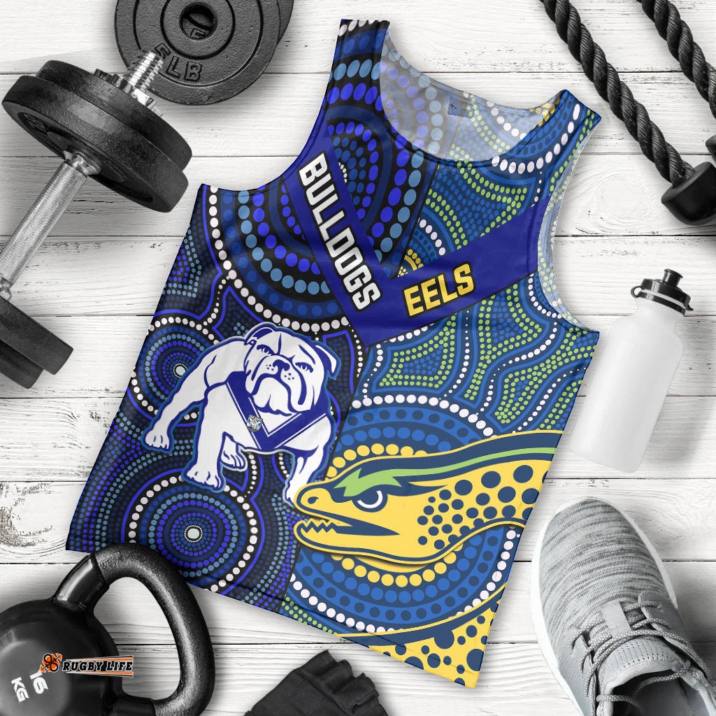 Bulldogs Mix Parramatta Eels Rugby Men Tank Top Aboriginal Version