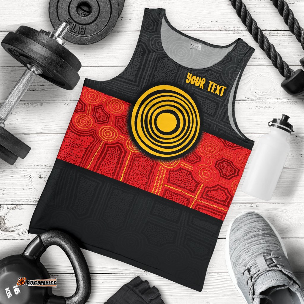 Personalised Aboriginal Men's Tank Top - Aussie Indigenous Flag