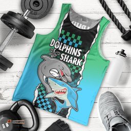 NRL Combine Rabbitohs and Shark Men Tank Top Sporty Style