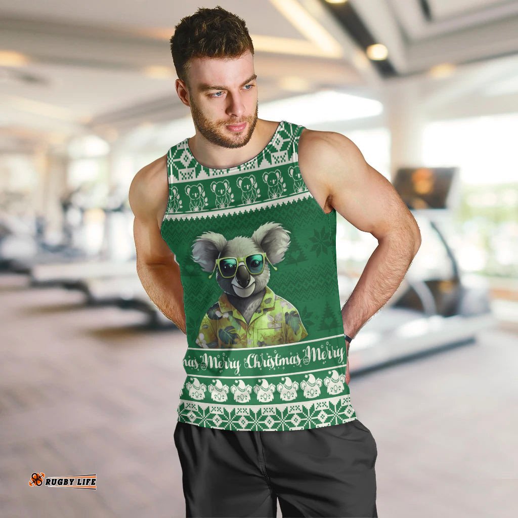 Personalised Australia Koala Christmas Men Tank Top Santa Koala Stay Cool