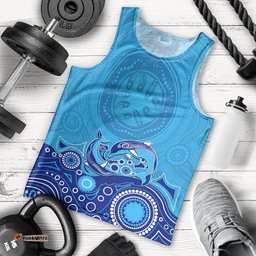 Australia Aboriginal Men Tank Top Dolphin Light Blue