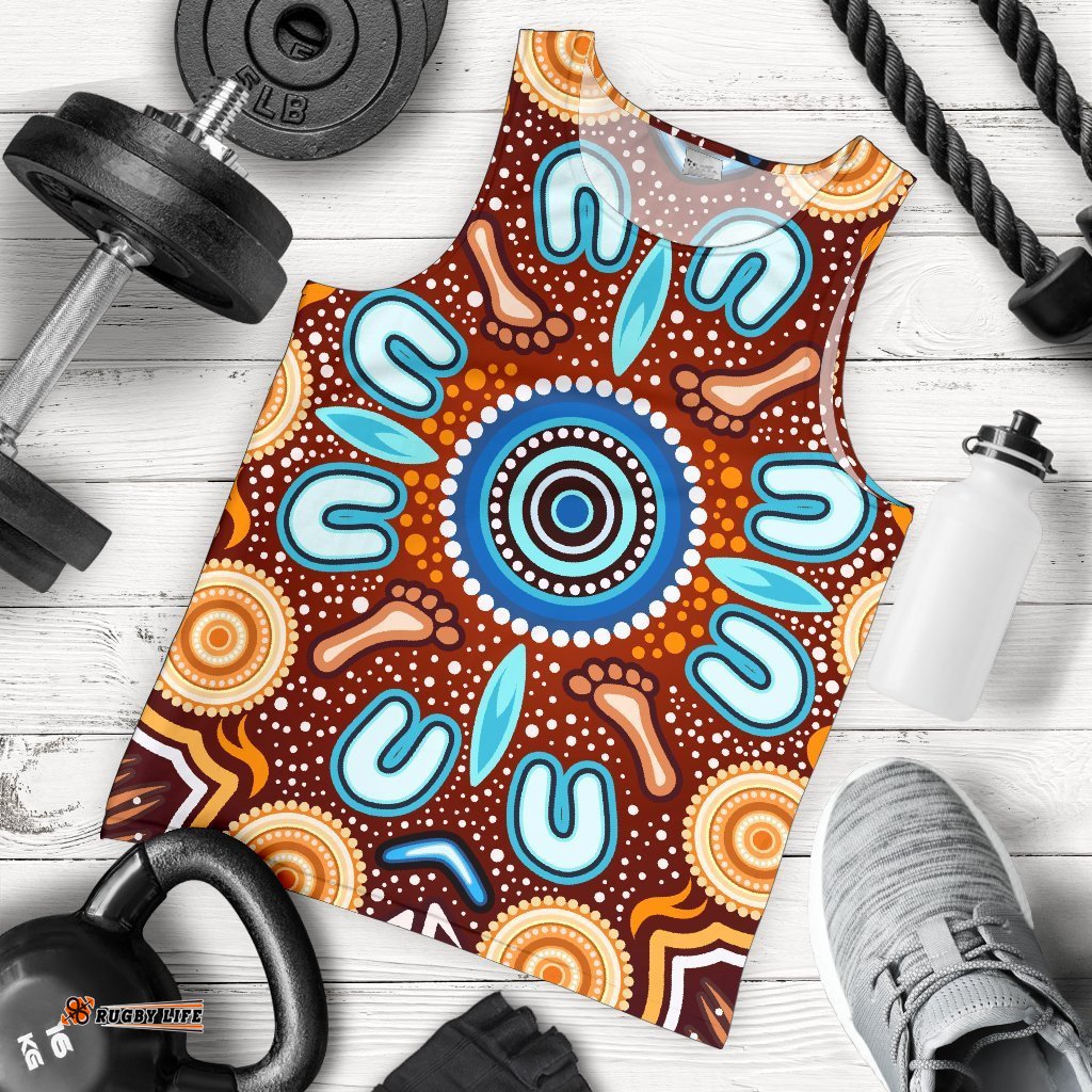 Aboriginal Men's Tank Top - Indigenous Circle Dot Painting Ver02