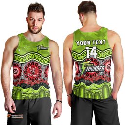 (Custom Text And Number) Thunder Cricket ANZAC Men Tank Top Poppy Sydney Aboriginal Camouflage