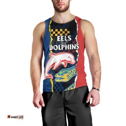 NRL Combine Dolphins and Parra Eels Men Tank Top Simple Style