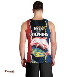 NRL Combine Dolphins and Parra Eels Men Tank Top Simple Style