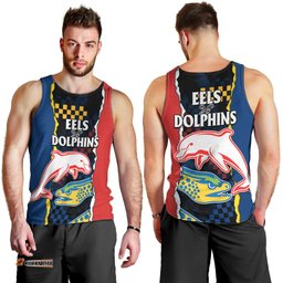 NRL Combine Dolphins and Parra Eels Men Tank Top Simple Style