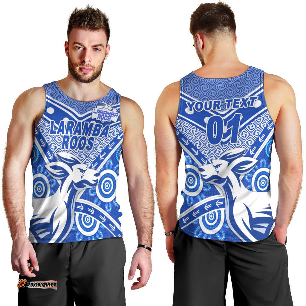 (Custom Personalised) Laramba Roos Football Club Men Tank Top Kangaroos Indigenous Style, Custom Text And Number