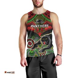Panthers Rugby Men Tank Top Penrith 1966 Aboriginal Mix Polynesian Pattern