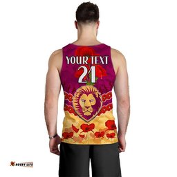 (Custom Personalised) Brisbane Lions Football ANZAC Men Tank Top Lest We Forget