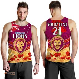 (Custom Personalised) Brisbane Lions Football ANZAC Men Tank Top Lest We Forget