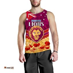 (Custom Personalised) Brisbane Lions Football ANZAC Men Tank Top Lest We Forget