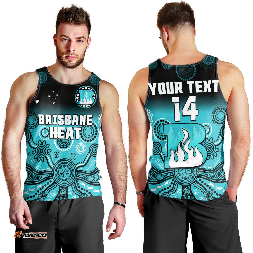 (Custom Text And Number) Brisbane Heat Men Tank Top Gradient Aboriginal Dot Painting
