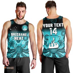 (Custom Text And Number) Brisbane Heat Men Tank Top Gradient Aboriginal Dot Painting