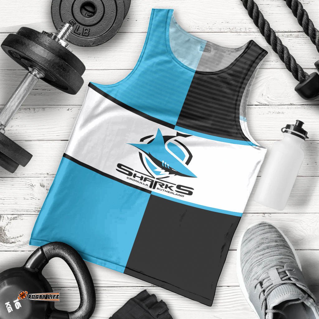 (Custom Text And Number) NRL Sharks Men Tank Top Mix Jersey