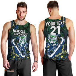 (Custom Text And Number) NRL Combine Warriors and Cowboys Men Tank Top Aboriginal