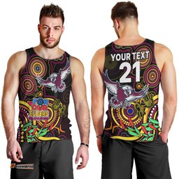 Custom Sea Eagles Rugby Aboriginal Art Men Tank Top NAIDOC Indigenous Tribal