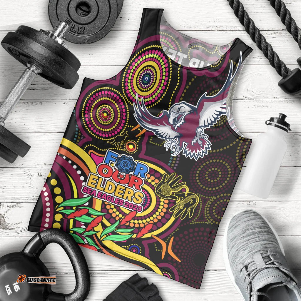 Custom Sea Eagles Rugby Aboriginal Art Men Tank Top NAIDOC Indigenous Tribal