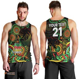 Custom Panthers Rugby Aboriginal Art Men Tank Top NAIDOC Indigenous Tribal
