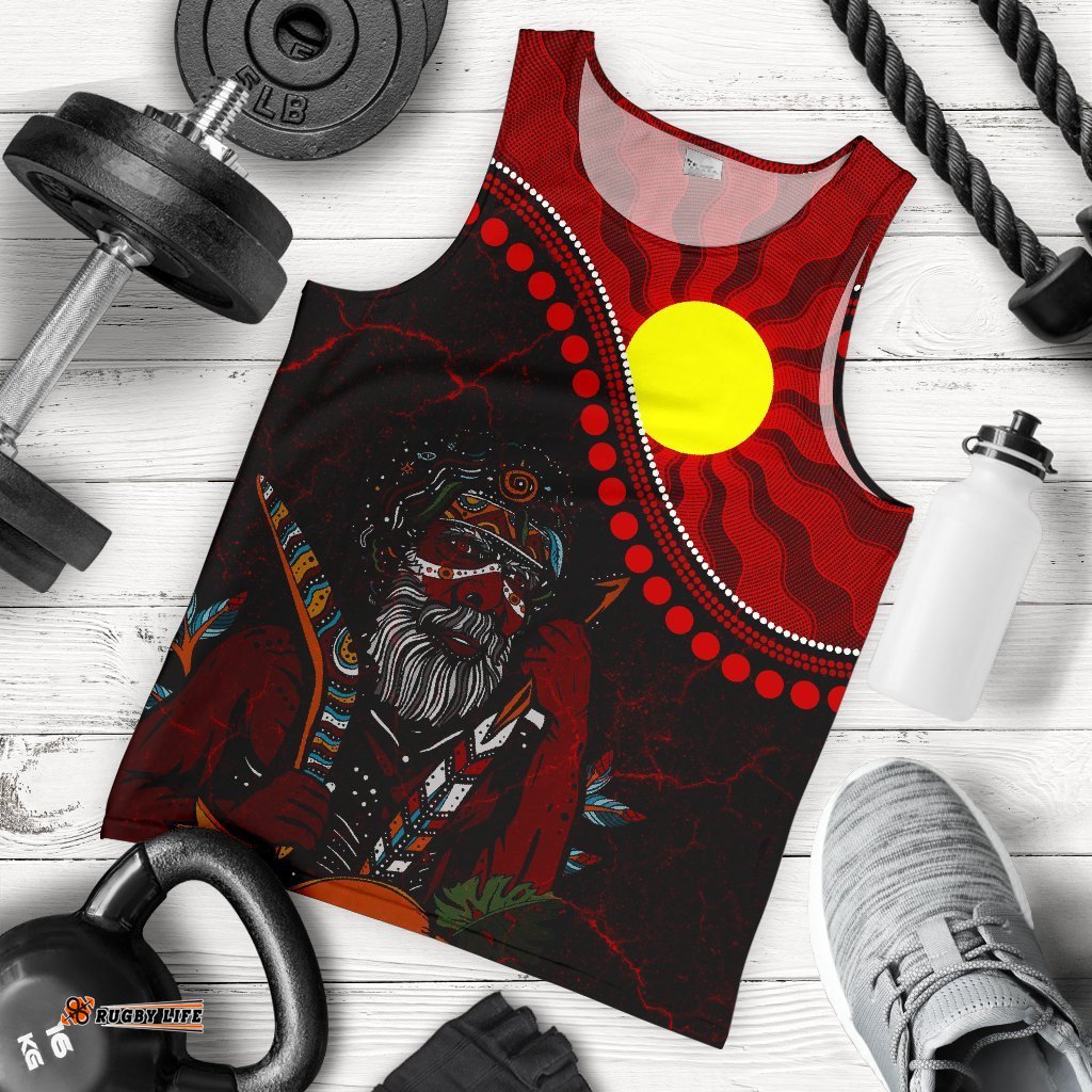 Aboriginal Men's Tank Top - Indigenous People And Sun