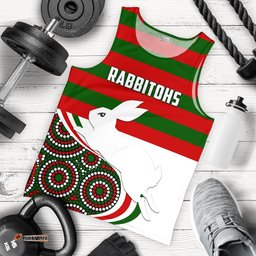 Rabbitohs Indigenous Rugby Men's Tank Top Rabbit Jumping