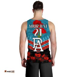 (Custom Personalised) Port Adelaide Power Football ANZAC Men Tank Top Lest We Forget