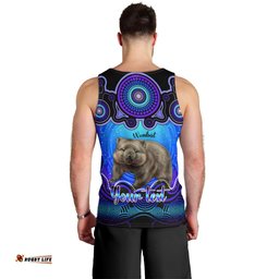 Personalised Australia Taurus Wombat Zodiac Men Tank Top Auz Astrology Aboriginal - Blue