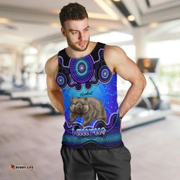 Personalised Australia Taurus Wombat Zodiac Men Tank Top Auz Astrology Aboriginal - Blue