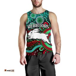 Rabbitohs Rugby Men Tank Top Aboriginal Dots Verion