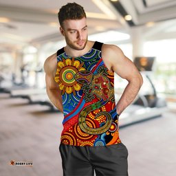 Australia Lizard and Sun Men Tank Top Aboriginal Art Speical