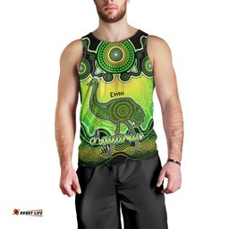 Personalised Australia Aquarius Emu Zodiac Men Tank Top Auz Astrology Aboriginal - Green