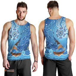 Men Tank Top - Aboriginal View Sea With Fish And Boat