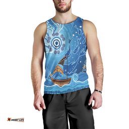 Men Tank Top - Aboriginal View Sea With Fish And Boat