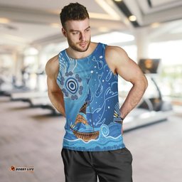 Men Tank Top - Aboriginal View Sea With Fish And Boat