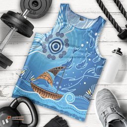 Men Tank Top - Aboriginal View Sea With Fish And Boat