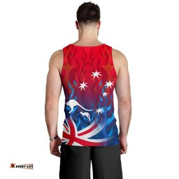 Men Tank Top - Aus Flag Mens Tank Kangaroo Flame