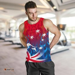 Men Tank Top - Aus Flag Mens Tank Kangaroo Flame