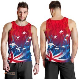 Men Tank Top - Aus Flag Mens Tank Kangaroo Flame