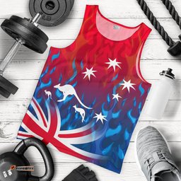 Men Tank Top - Aus Flag Mens Tank Kangaroo Flame