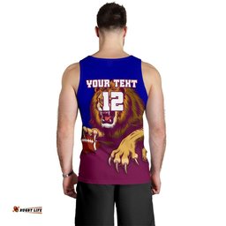 (Custom Personalised) Brisbane Men's Tank Top Lions Three Stripes