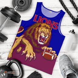 (Custom Personalised) Brisbane Men's Tank Top Lions Three Stripes