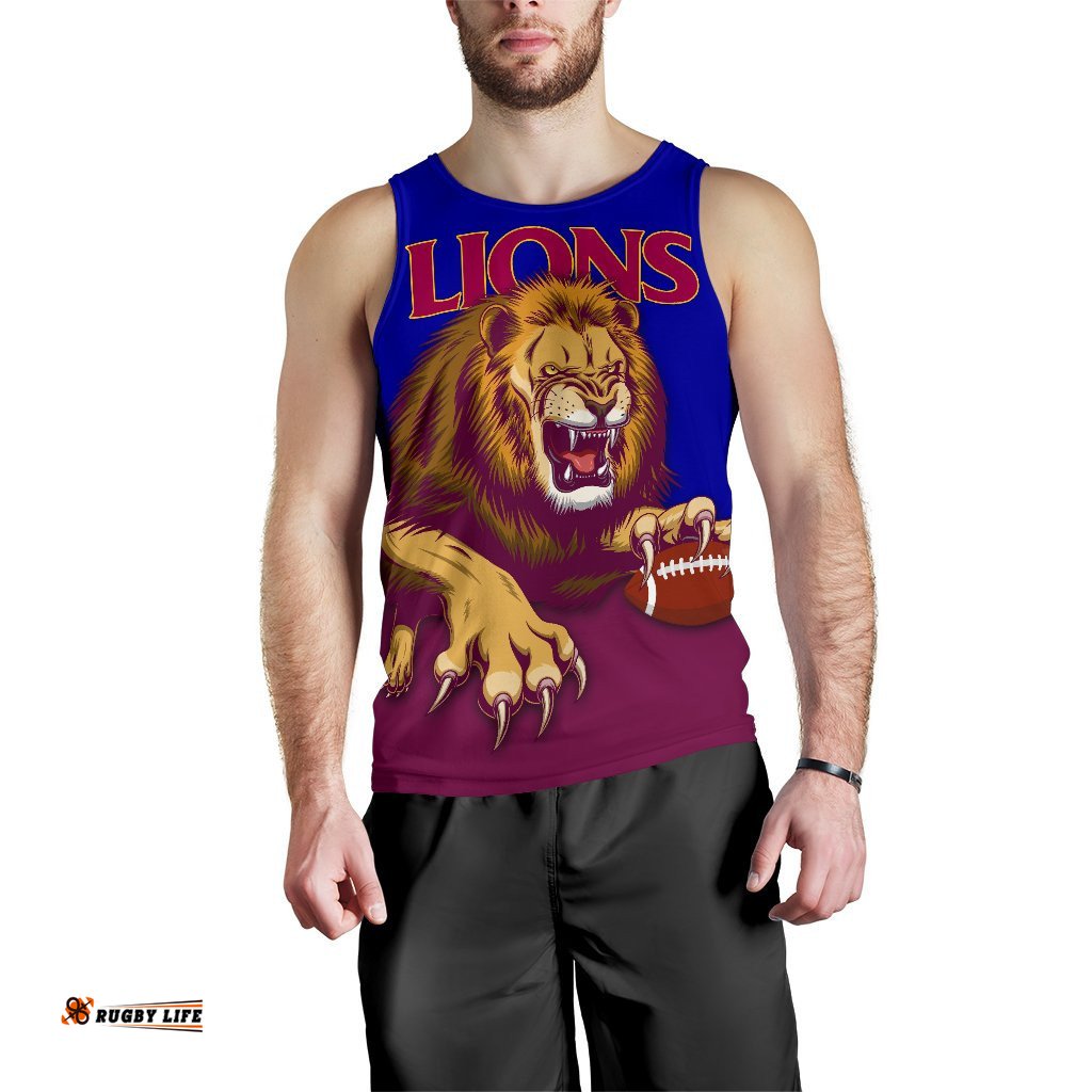 (Custom Personalised) Brisbane Men's Tank Top Lions Three Stripes