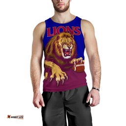 (Custom Personalised) Brisbane Men's Tank Top Lions Three Stripes