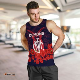 Melbourne Demons Anzac Day Indigenous Art Men Tank Top -
