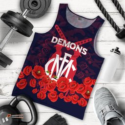 Melbourne Demons Anzac Day Indigenous Art Men Tank Top -