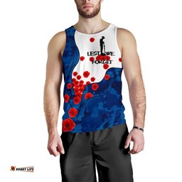 Anzac Lest We Forget Men's Tank Top - Australian Flag Blue -