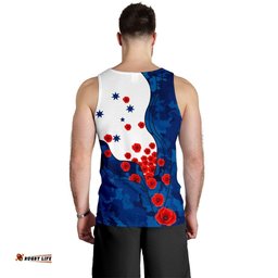 Anzac Lest We Forget Men's Tank Top - Australian Flag Blue -