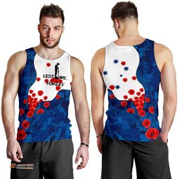 Anzac Lest We Forget Men's Tank Top - Australian Flag Blue -