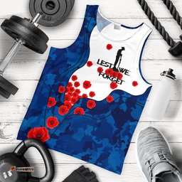 Anzac Lest We Forget Men's Tank Top - Australian Flag Blue -